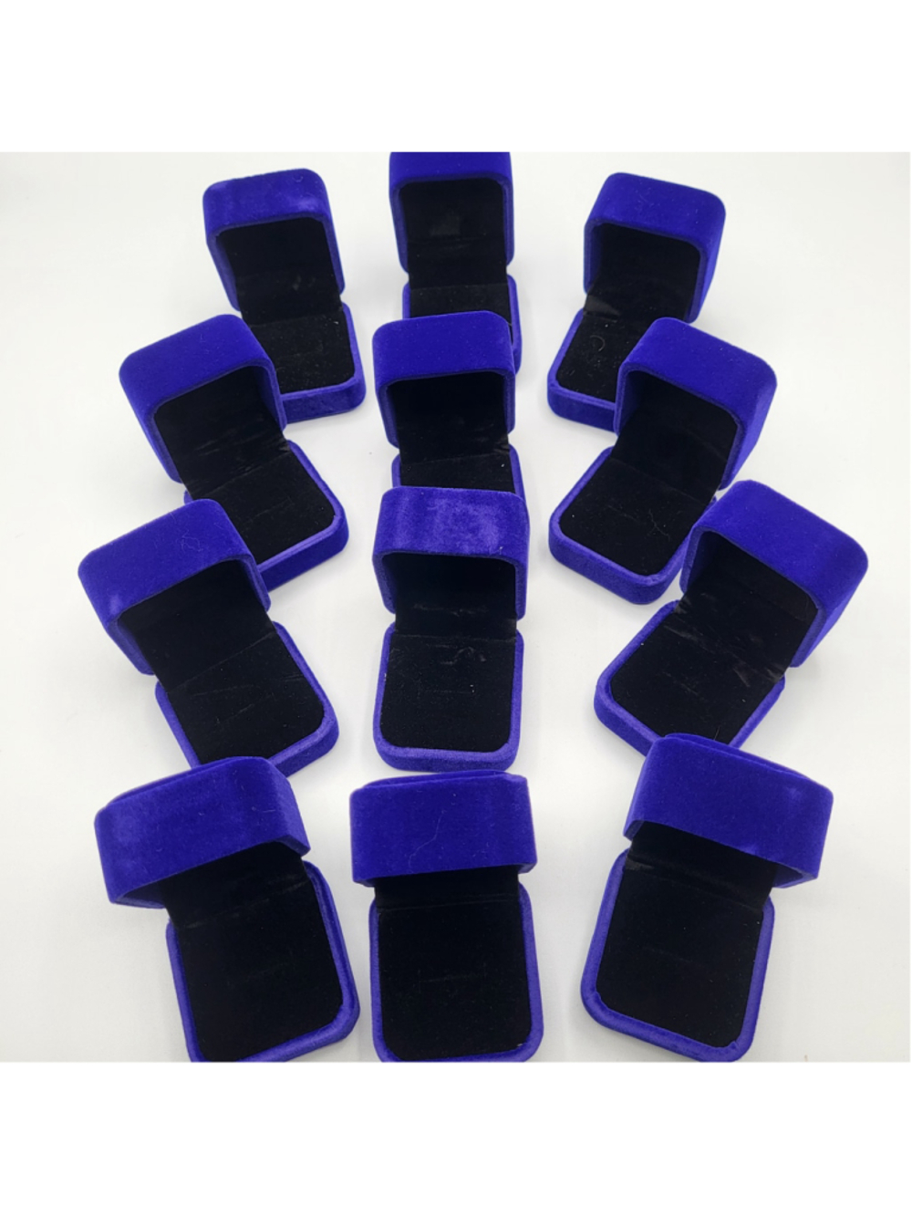 Set of 12 Royal Blue Velvet Ring Boxes – Hinged Jewelry Gift Display Boxes -NWOT